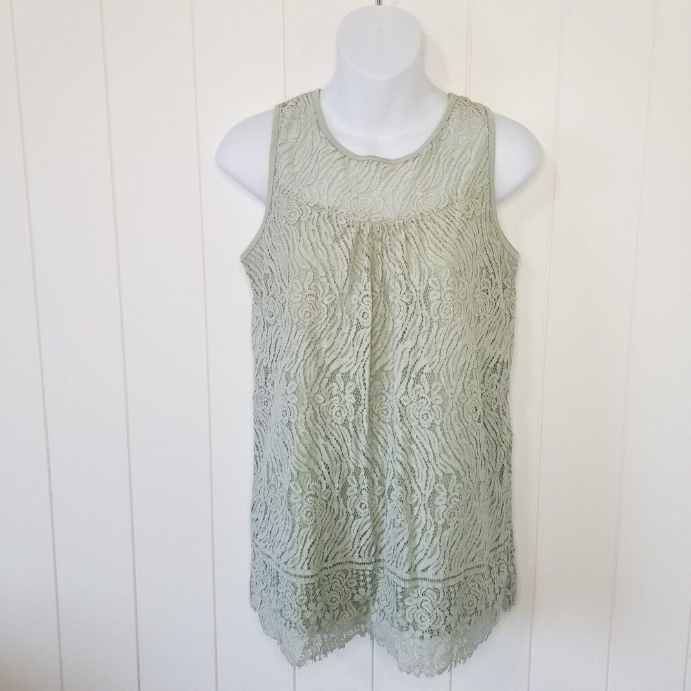 Shannon Ford Women's Fairy Romantic Lace Pastel Green Lace Floral Sleeveless Top